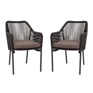 Flash Furniture SDA-AD892006-BK-2-GG Kallie 22in x 27in Black & Gray Woven Patio Chair - 2 Each Flash Furniture SDA-AD892006-BK-2-GG Kallie 22in x 27in Black & Gray Woven Patio Chair - 2 Each