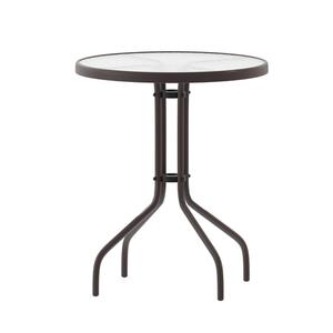 Flash Furniture TLH-070-1-BZ-GG 23.75"Dia. x 28"H Bronze Metal Base Patio Table with Glass Top Flash Furniture TLH-070-1-BZ-GG 23.75"Dia. x 28"H Bronze Metal Base Patio Table with Glass Top