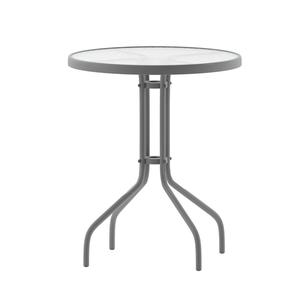 Flash Furniture TLH-070-1-GG 23.75in Dia. x 28"H Black Metal Base Patio Table with Glass Top Flash Furniture TLH-070-1-GG 23.75in Dia. x 28"H Black Metal Base Patio Table with Glass Top