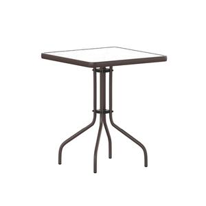 Flash Furniture TLH-073A-1-BZ-GG Barker 23.5in x 23.5in Bronze Metal Base Patio Table Flash Furniture TLH-073A-1-BZ-GG Barker 23.5in x 23.5in Bronze Metal Base Patio Table