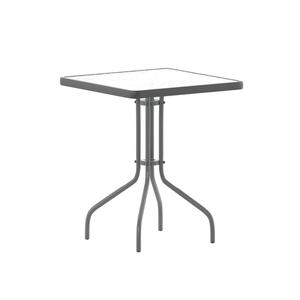 Flash Furniture TLH-073A-1-SV-GG Barker 23.5in x 23.5in Silver Metal Base Patio Table Flash Furniture TLH-073A-1-SV-GG Barker 23.5in x 23.5in Silver Metal Base Patio Table