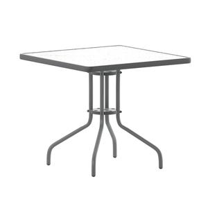 Flash Furniture TLH-073A-2-SV-GG Barker 31.5in x 31.5in Patio Table with 5mm Tempered Glass Top Flash Furniture TLH-073A-2-SV-GG Barker 31.5in x 31.5in Patio Table with 5mm Tempered Glass Top