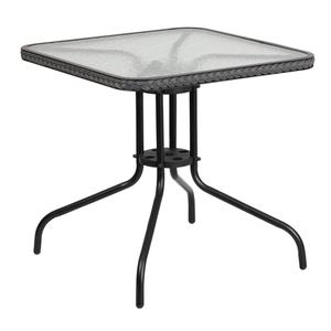 Flash Furniture TLH-073R-GY-GG Barker 28in x 28in Dark Gray Metal Base Patio Table Flash Furniture TLH-073R-GY-GG Barker 28in x 28in Dark Gray Metal Base Patio Table