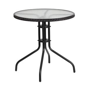 Flash Furniture TLH-087-BK-GG 28in Dia. x 28"H Black Metal Base Patio Table with Glass Top Flash Furniture TLH-087-BK-GG 28in Dia. x 28"H Black Metal Base Patio Table with Glass Top