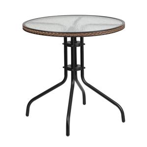 Flash Furniture TLH-087-DK-BN-GG 28in Dia. x 28"H Black Metal Base Patio Table with Glass Top Flash Furniture TLH-087-DK-BN-GG 28in Dia. x 28"H Black Metal Base Patio Table with Glass Top