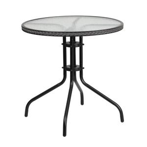 Flash Furniture TLH-087-GY-GG 28in Dia. x 28"H Black Metal Base Patio Table with Glass Top Flash Furniture TLH-087-GY-GG 28in Dia. x 28"H Black Metal Base Patio Table with Glass Top