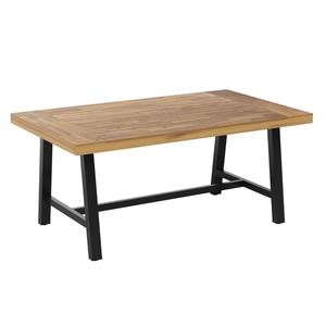 Flash Furniture TT-TT01122-1A-NAT-GG Rafe 67in x 37.5in Black Metal Frame Patio Table with Acacia Top Flash Furniture TT-TT01122-1A-NAT-GG Rafe 67in x 37.5in Black Metal Frame Patio Table with Acacia Top