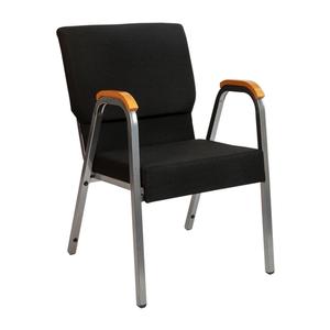 Flash Furniture XU-DG-60156-BK-GG Hercules 21"W Black Fabric Silver Metal Stackable Arm Chair