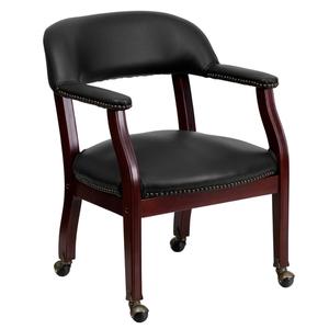 Flash Furniture B-Z100-BLACK-GG Mahogany Conference Chair with Black Vinyl Upholstery 