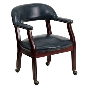 Flash Furniture B-Z100-NAVY-GG Mahogany Conference Chair with Navy Vinyl Upholstery 