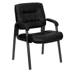 Flash Furniture BT-1404-BKGY-GG Black Leather Executive Side Chair with Titanium Frame Finish Flash Furniture BT-1404-BKGY-GG Black Leather Executive Side Chair with Titanium Frame Finish