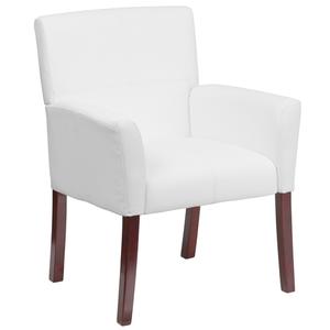 Flash Furniture BT-353-WH-GG White Leather Executive Side Chair with Mahogany Legs Flash Furniture BT-353-WH-GG White Leather Executive Side Chair with Mahogany Legs