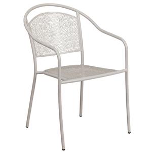 Flash Furniture CO-3-SIL-GG Gray Metal Round Back Flower Design Patio Stacking Armchair