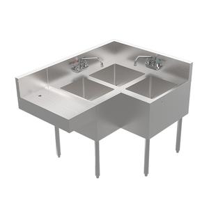 Krowne KR24-3CS-L 48in X 24in Three Compartment Corner Bar Sink 