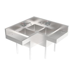 Krowne KR24-3CS-LR 48in X 48in Three Compartment Corner Bar Sink 