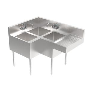 Krowne KR24-3CS-R 48in X 24in Three Compartment Corner Bar Sink 
