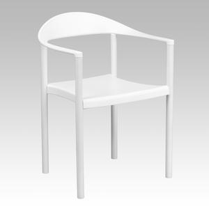 Flash Furniture RUT-418-WH-GG Hercules White Plastic Cafe Stacking Chair with Metal Frame 