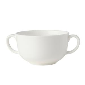 Mikasa Hospitality 5304709 Lola White Bone China 10 oz. Soup Cup w/ Handles - 3 Doz