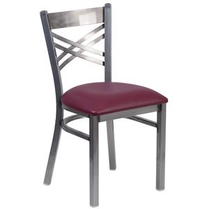 Flash Furniture XU-6FOB-CLR-BURV-GG Hercules 16.5" x 17" 18 Gauge Steel X Back Side Chair