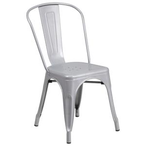 Flash Furniture CH-31230-SIL-GG Galvanized Steel Curved Back Stacking Side Chair 