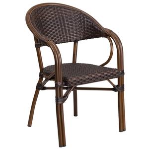 Flash Furniture SDA-AD642003R-2-GG Milano Brown Rattan Patio Armchair w/ Bamboo-Aluminum Frame