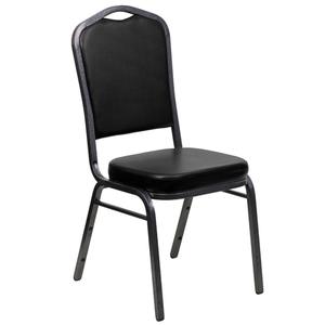 Flash Furniture FD-C01-SILVERVEIN-BK-VY-GG Hercules Silvervein Frame Black Vinyl Stacking Banquet Chair 