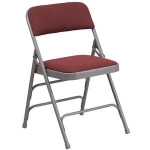 Flash Furniture AW-MC309AF-BG-GG Hercules Burgundy Fabric Metal Folding Chair - Set of 2