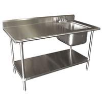 Advance Tabco 60inx30in Stainless Work Table with Prep Sink & Stainless Shelf - KMS-11B-305* 