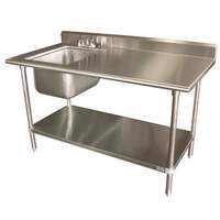 Advance Tabco 72"x30" Stainless Work Table w/ Prep Sink On Left - KMS-11B-306L