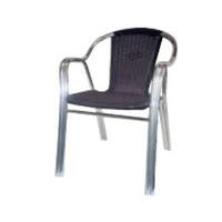 AAA Furniture Restaurant Outdoor Patio Aluminum Chair w/ Black Rattan - AL-C/RA BLK