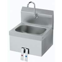 Krowne Metal 16" Wide Hand Sink w/ Knee Valve & Gooseneck Spout Faucet - HS-15