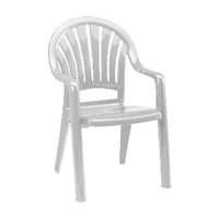 Grosfillex 16ea Pacific Fanback White Outdoor Patio Arm Chairs