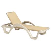 Grosfillex 14ea Catalina Adjust Sling Patio Chaise Lounge White Frame