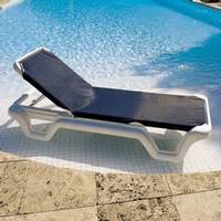 Grosfillex 14ea Marina Adjustable Sling Chaise Lounge White Frame