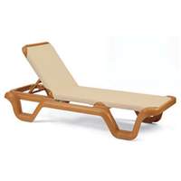 Grosfillex 14ea Marina Khaki Patio Sling Chaise Lounge Adjustable