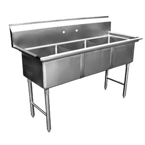 GSW USA 51.5" Three Compartment 18 Gauge Stainless Steel Sink - SE15153N