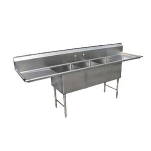 GSW USA 90" x 24" 18-Gauge Stainless Steel Three Compartment Sink - SE18183D