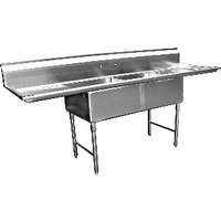 GSW USA Two Compartment Sink 24x24x14 W/ Two 24" Drainboards NSF - SH24242D