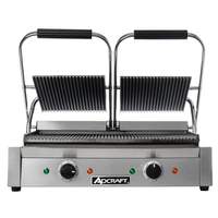 Adcraft Double 8in x 8in Electric Sandwich Panini Grill Ribbed Surface - SG-813 