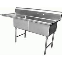 GSW USA Two Compartment Sink 24 x 24 x 14 One Left Drainboard NSF - SH24242L