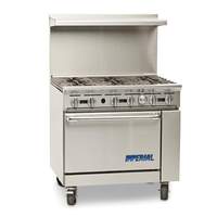 Imperial 36" Commercial Gas 6 Burner Range w/ 26.5" Convection Oven - IR-6-C
