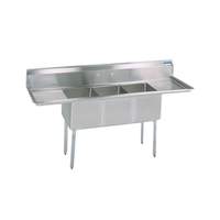 BK Resources Three Compartment Sink 18"x18" W/ Two 18in Drainboards NSF - BKS-3-18-12-18T