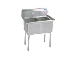 BK Resources Two Compartment Stainless Sink w/ 18" x 18" x 12" Bowls - BKS-2-18-12