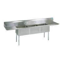 BK Resources Three Compartment Sink with 24inx24inx14"D Bowls & 2 Drainboards - BKS-3-24-14-24T 