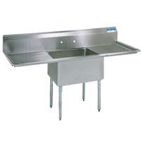BK Resources 1 Compartment Sink S/s w/ 16"x20"x12"D Bowl & 2 Drainboards - BKS-1-1620-12-18T