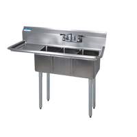 BK Resources 3 Compartment Stainless Sink 16x20x12D Bowls with 18in DBoard - BKS-3-1620-12-18* 