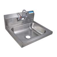 BK Resources Wide Stainless Wall Mount Hand Sink 16" x 20" Bowl w/ Drain - BKHS-W-1620