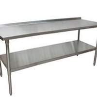 BK Resources 72x24 Work Prep Table Stainless Top with 1.5in Backsplash NSF - VTTR-7224 