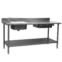 Eagle Group Spec-Master 72" Stainless Prep Table w/ Sink & Drawer - PT 3072