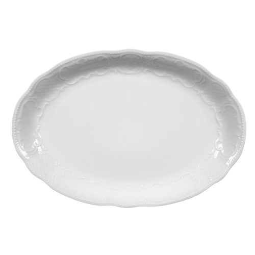 Mikasa Hospitality 001-606215 Seltmann White Porcelain 13.8" x 9.5" Oval Platter - 2 Each